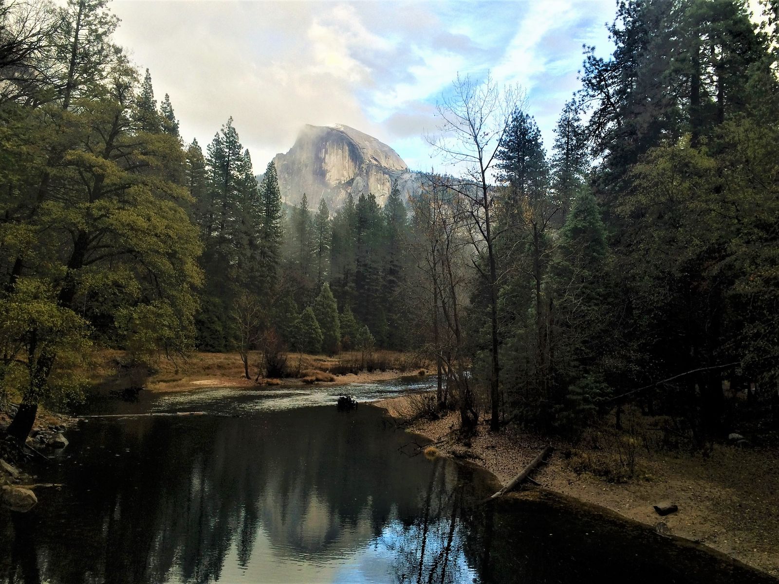 Half Dome viewed from the bridge in Yosemite